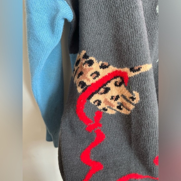 Krizia MAGLIA Wool-Cashmere-Angora embroidered bunch of flowers with dog - Picture 5 of 14